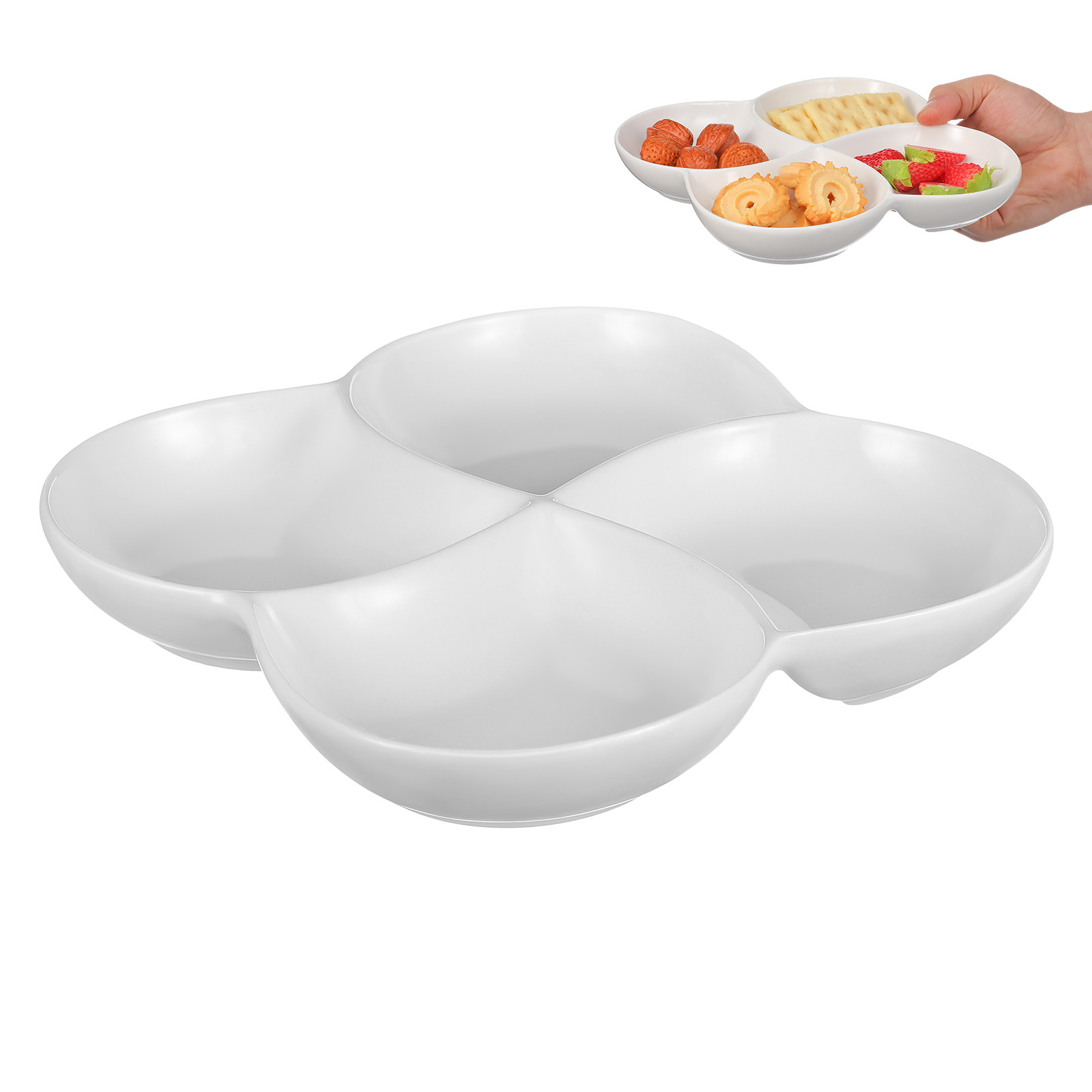 Food Snacks Company - 세라믹 음식 접시 4칸 다용도 서빙