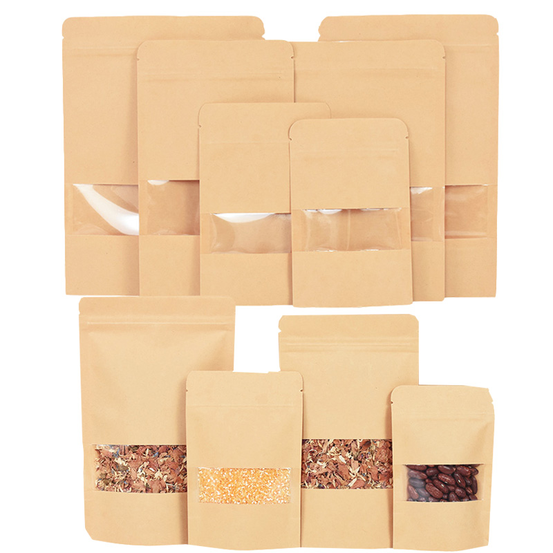Food Z - 20/50pcs 크래프트 종이 지퍼 잠금 가방