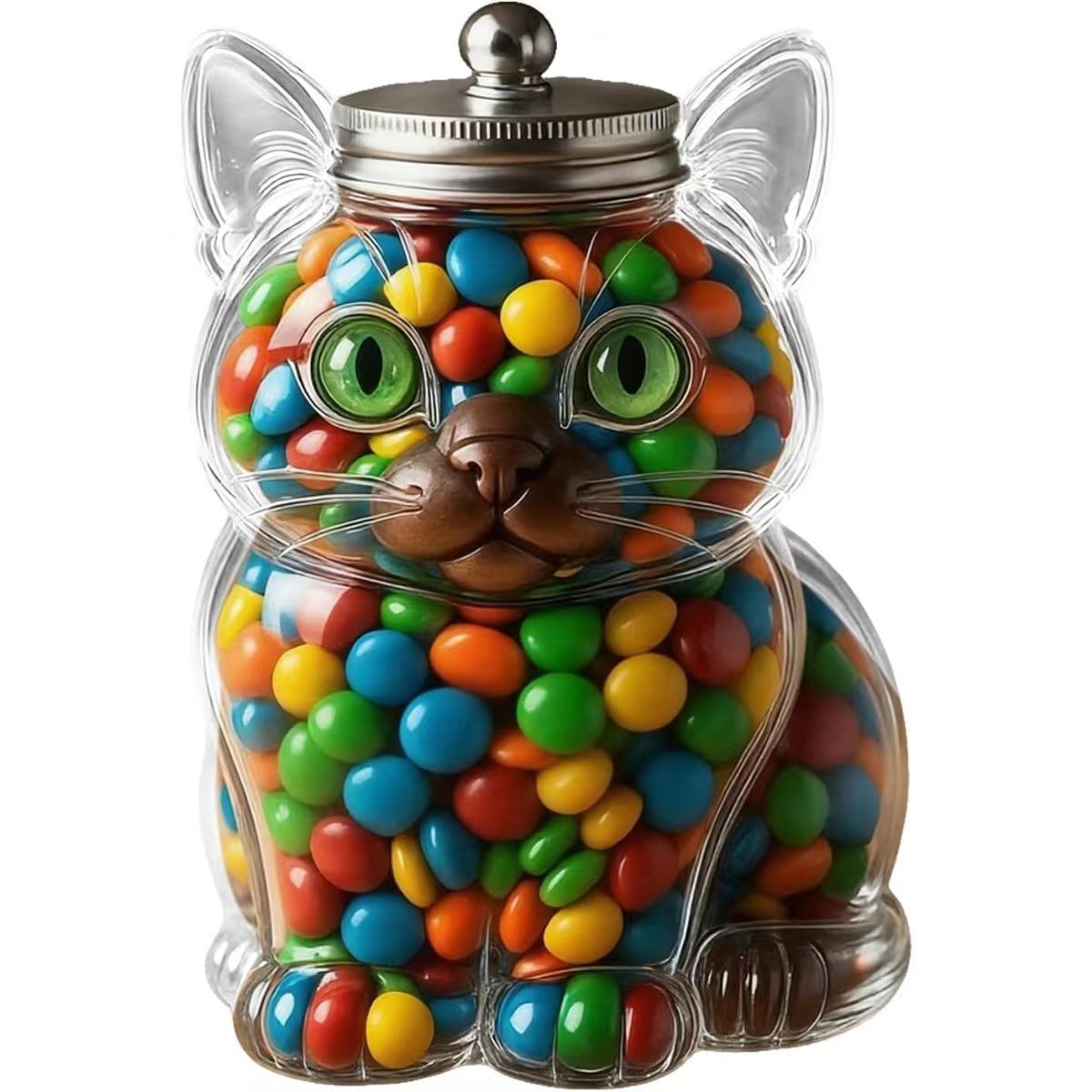 귀여운 고양이 모양 유리 사탕 보관함, 밀폐 뚜껑 포함 - Food Snacks Candy 리뷰 및 가격