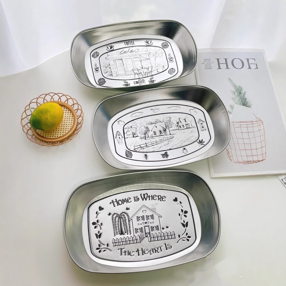 2PCS 빈티지 미국식 틴 트레이 스테인리스 스틸 스낵 - Food Snacks For Picnic 리뷰 및 가격