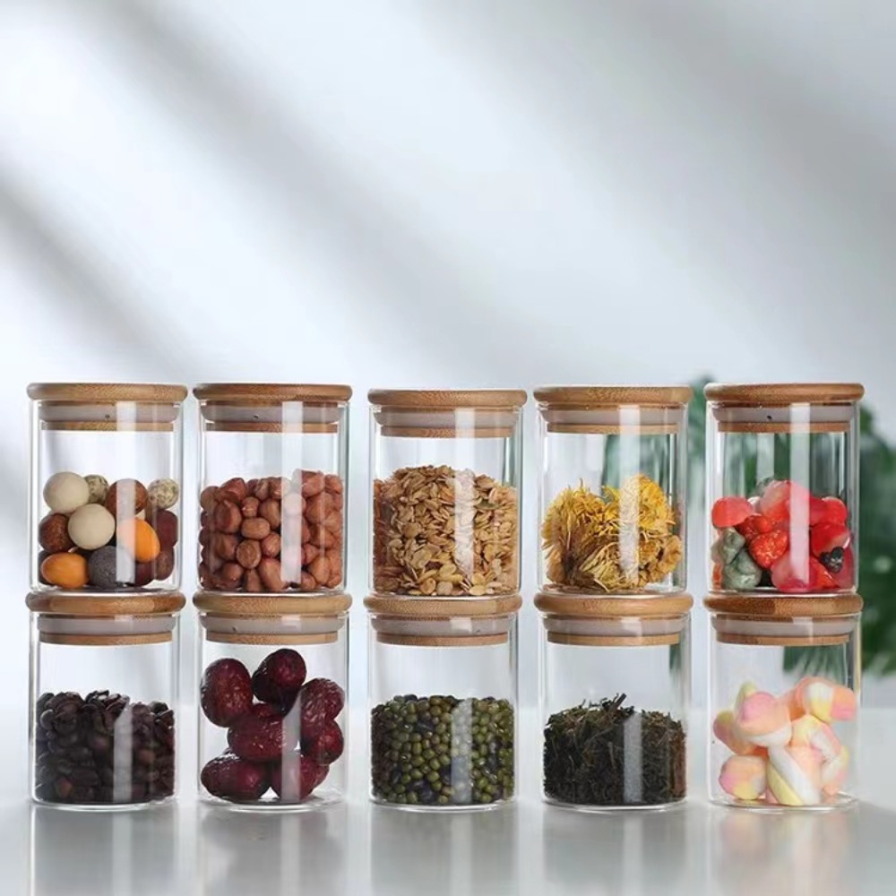 대나무 뚜껑으로 만든 유리 식품 저장 탱크, 주방 커피 - Food Snacks Candy 리뷰 및 가격
