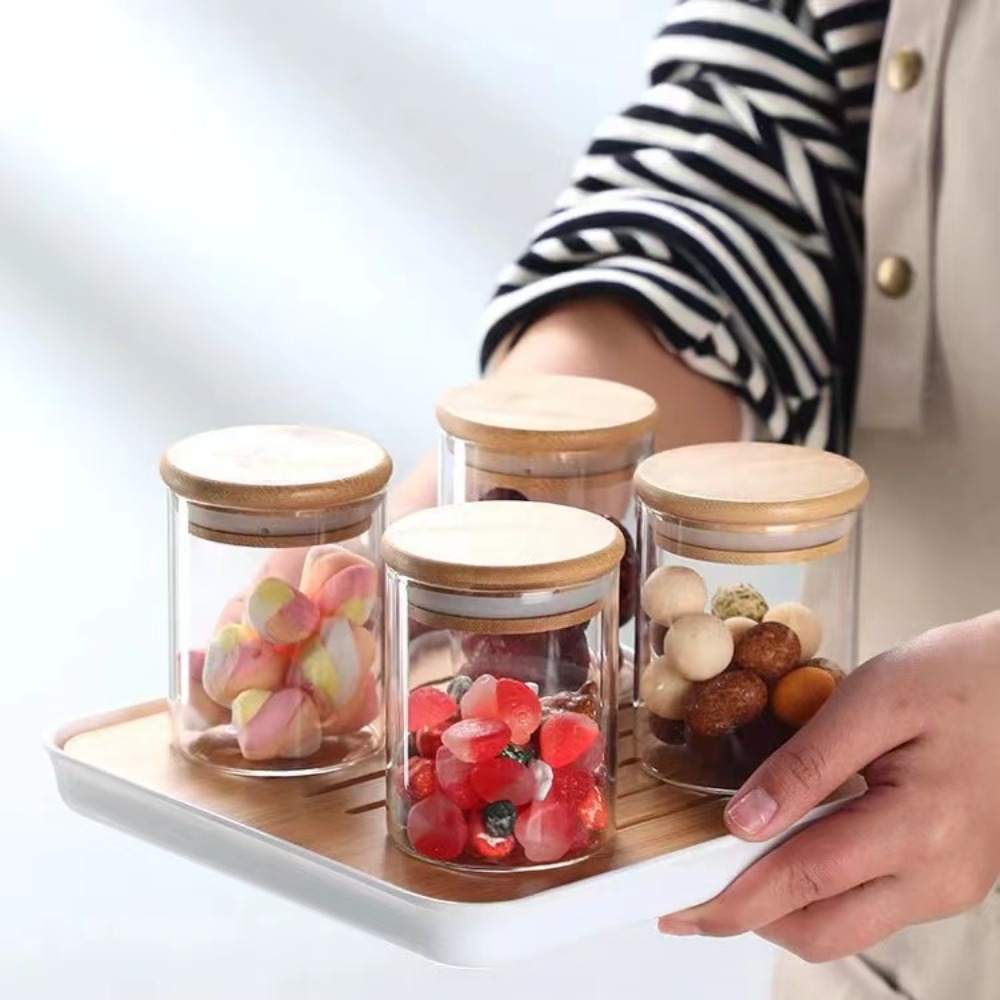 대나무 뚜껑으로 만든 유리 식품 저장 탱크, 주방 커피 - Food Snacks Candy 리뷰 및 가격