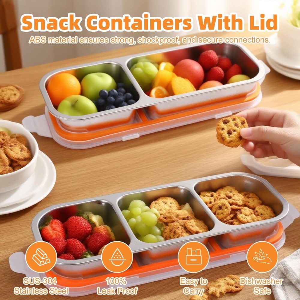 뚜껑이 있는 스테인리스 스틸 스낵 용기, 재사용 가능한 - Food Snacks For Picnic 리뷰 및 가격