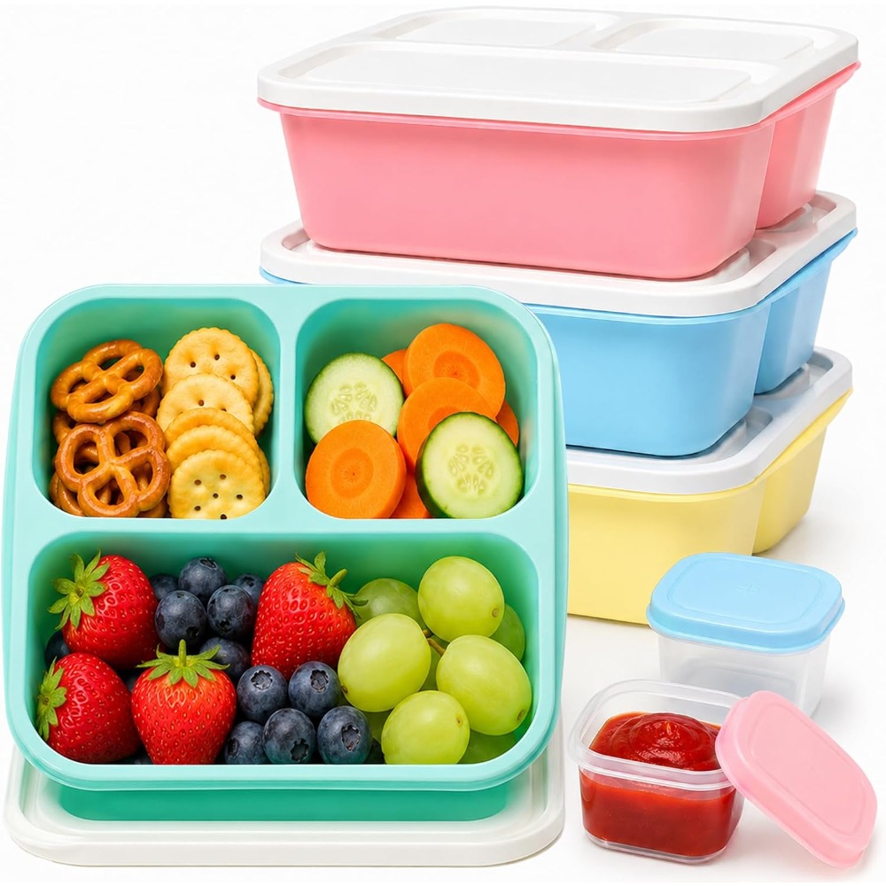 3칸 도시락 용기, 성인용 재사용 가능, 쌓아 올릴 수 - Food Snacks For Picnic 리뷰 및 가격