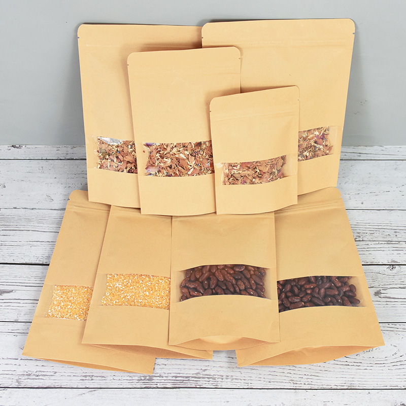 20/50pcs 크래프트 종이 지퍼 잠금 가방 창 음식 - Food Z 리뷰 및 가격