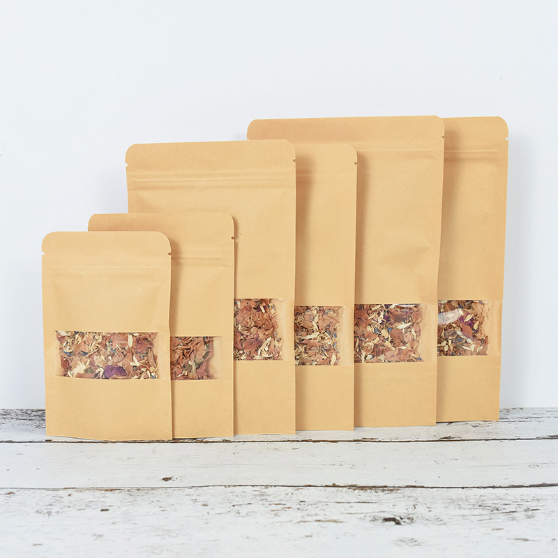 20/50pcs 크래프트 종이 지퍼 잠금 가방 창 음식 - Food Z 리뷰 및 가격